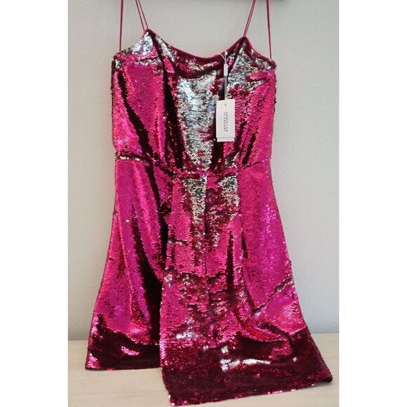 Derek Lam 10 Crosby TS01533SQ Women Sz 8 Fuchsia/Silver Sequined Mini Dress - Picture 1 of 16